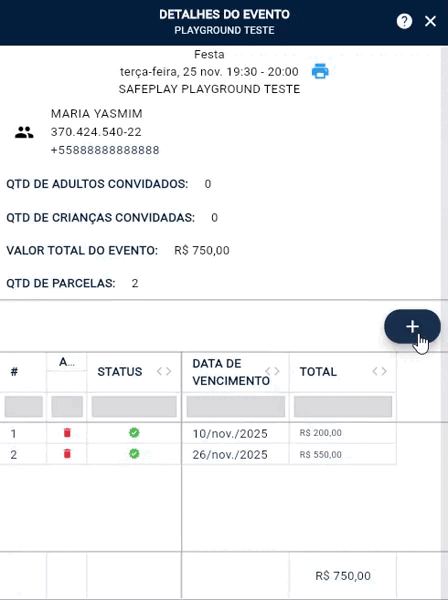 Adicionar nova parcela