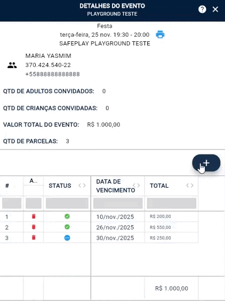 Adicionar nova parcela