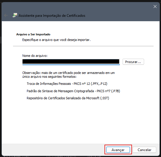 Instalando o certificado