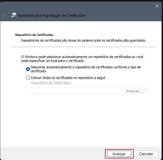Instalando o certificado