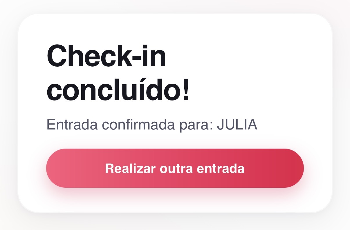 Mensagem de Check-in concluído