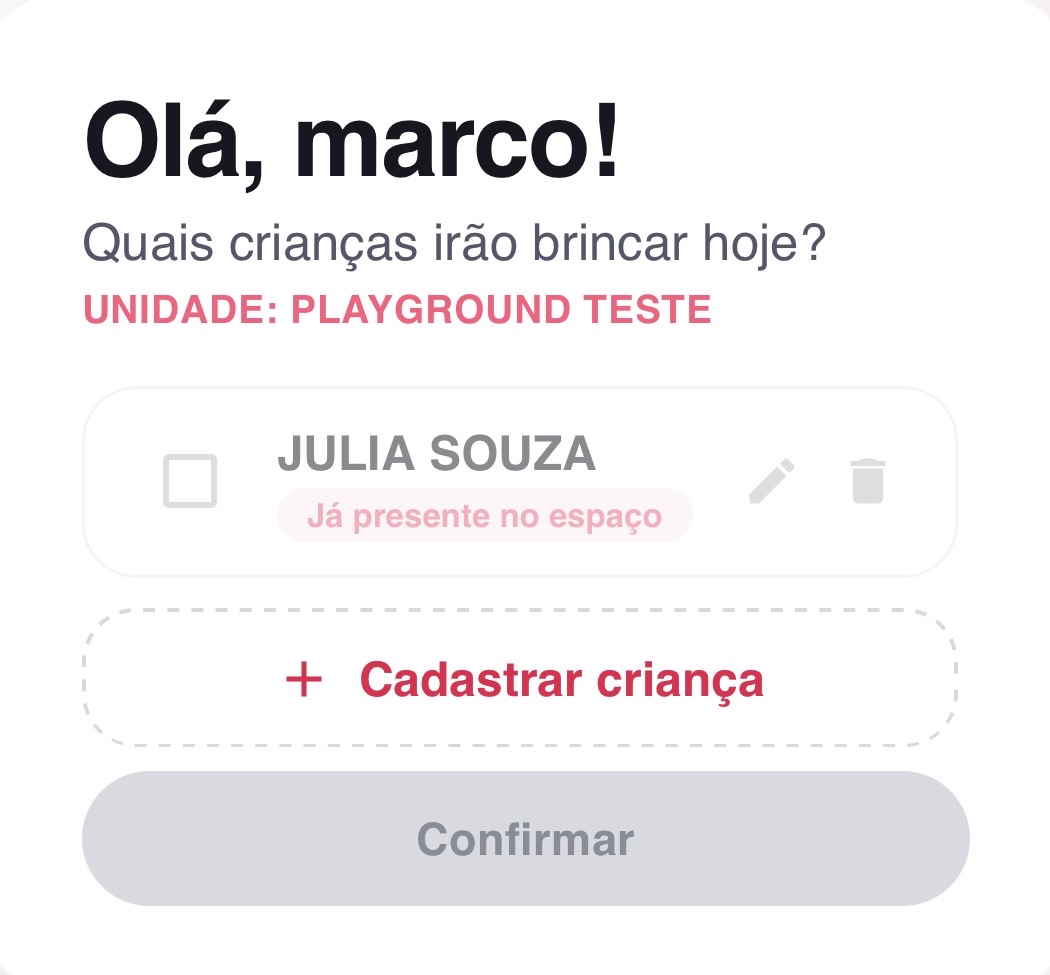 Criança identificada como presente no espaço