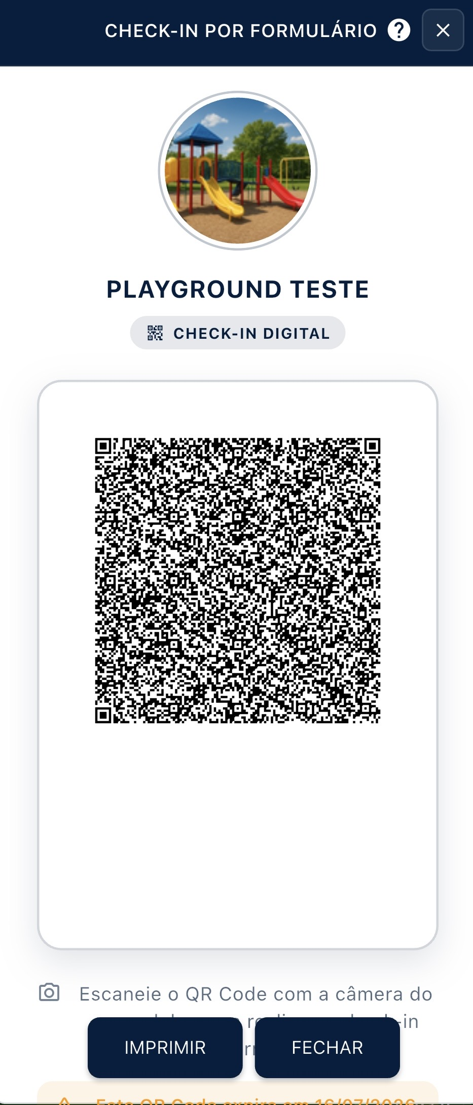 QR Code do Check-in por formulário