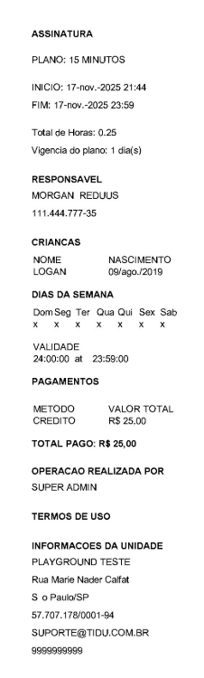 Comprovante de entrada