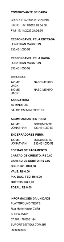 Comprovante de entrada