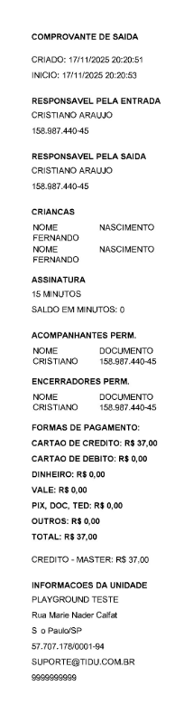 Comprovante de entrada