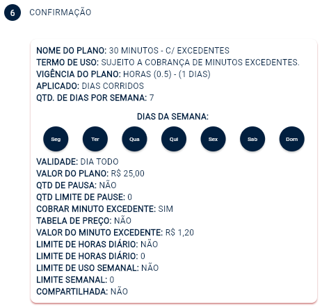 Plano com excedentes